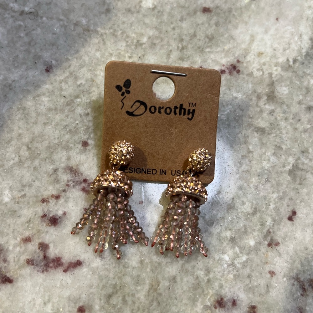 Dorothy Rose Gold Beaded Earrings